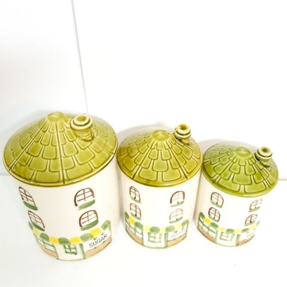 Vintage Parisian cottages 3 canister set - Picture 5 of 13